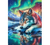 Wolf Reflected in Water Under The Moon Puzzle 500 Pezzi Arte Astratta Colorata Wildlife Plant Rompicapo Vibrante E Stimolante Creatività E Relax Idea Regalo Per Artisti 500 PCS
