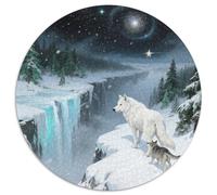 Wolf Rundes 1000 Puzzle Animals Rundes Puzzle Familienpuzzle Schwieriges Großes Puzzle Pädagogisches Für Jungs Mädchen Familiengeschenke 1000pcs (67.5x67.5cm)