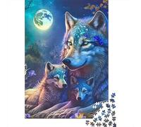 Wolf Set Da 1000 Pezzi Carta Riciclata Wolf at Moon Puzzle Per Adulti Facile Da Conservare Loisirs A Casa Ore Di Intrattenimento Garantite 70x50cm/1000pcs