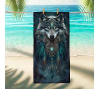 Wolf Spirit, telo mare in microfibra, extra large, asciugamano da bagno acchiappasogni, ad asciugatura rapida, assorbente, morbido, leggero, senza sabbia, per vacanze, campeggio, piscina, palestra