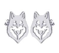 Wolf SVG Bundle Orecchini a perno in acciaio inox testa di lupo Svg orecchini a perno per donne uomini delicati animali gioielli regalo, Acciaio inossidabile