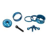 Wolf Tooth Components Kit distanziali cuffia BlingKit anodizzato argento 3/5/10/15mm + top blu