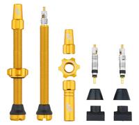 Coppia Valvole Tubeless Presta 60mm Oro per Inserti Copertoni Bici Alluminio