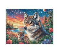 Wolf Trio Forest Rompicapo 500 Pezzi Per Nonni E Nipoti Cartone Rigido Esercizio Mentale Per Serate in Famiglia Da Passatempo Con Poster Incluso 500 PCS（52×38cm）