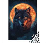 Wolf Under Blood Moon 1000 Pezzi Cartone Spesso Pacchetto Puzzle Fans Per Ragazzi 12-18 Anni Allenamento Del Cervello Decorazione Murale 70x50cm/1000pcs