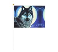 Wolf Under Moon - Bandiere con stampa a mano, 14 x 20,8 cm, confezione da 10