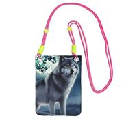 Wolf Under Moon Borsa a tracolla per telefono per donne e uomini, impermeabile, mini borsa a tracolla per cellulare, piccola borsa a tracolla con tracolla regolabile, da viaggio, per telefono