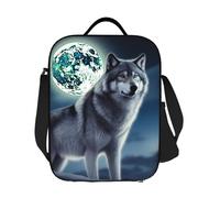Wolf Under Moon - Borsa termica per il pranzo, per uomini, donne, adulti, riutilizzabile, a prova di perdite, con tracolla regolabile, per lavoro, ufficio, picnic, viaggi