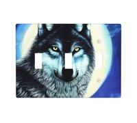 Wolf Under Moon - Placca per interruttore a 3 vie, in policarbonato infrangibile, resistente al calore, decorazione per la casa