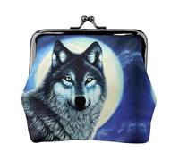 Wolf Under Moon Portamonete da donna, rettangolare, con chiusura a bacio, tascabile, mini portamonete da donna