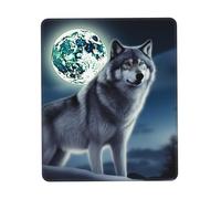 Wolf Under Moon Tappetino per mouse impermeabile antiscivolo con base in gomma tappetino per mouse da gioco liscio con bordo cucito tappetino per mouse per computer per casa ufficio decorazione