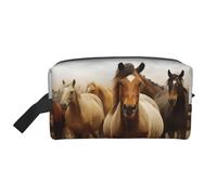 Wolf Under Moon - Trousse da viaggio portatile di grande capacità (modelli stampati), impermeabile, per uomini e donne, per viaggi di lavoro, fitness, bagno, conservazione quotidiana, Molti Cavalli