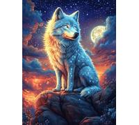 Wolf Under The Moon in A Magical Forest Puzzle 500 Pezzi Difficoltà Estrema Cartone Spesso Tema Monocromatico Wildlife Plant Per Appassionati Di Puzzle Antistrappo Non Sbiadisce Top Vendita 500 PCS