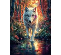 Wolf Walking in A Stream Rompicapo 1000 Pezzi Per Adolescenti Science Fiction Magical Dream Cartone Di Alta Qualità Tema Gaming Per Tempo Libero Con Amici Nuovo Design Edizione Limitata 1000 PCS