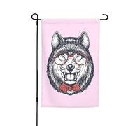 Wolf Wearing Red Glasses And Bow Tie Bandiera Da Esterno Appendere Bandiera All'Aperto Moda Bandiere Da Giardino Per Patio Camera Da Letto Soggiorno 30X45cm