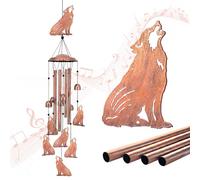 Wolf Wind Chimes Outdoor Wolf Gifts for Women/Men/Mom/Wife/Grandma Birthday Gifts Memorial Gift Metal WindChimes for Outside/Indoors, Lawn, Patio, Home, Porch, Yard Decor, Garden Decorations