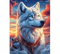 Wolf with A Cub Under The Moon Puzzle 1000 Pezzi Intelligenza E Logica Scenery Science Fiction Gioco Educativo Sfida Per Ragazzi E Adulti Rompicapo Relax Per Serate Familiari 1000 PCS