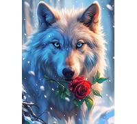Wolf with A Rose Under The Moon Puzzle 1000 Pezzi Gioco Educativo Intelligente Wildlife Pet Per Ragazzi Creatività E Logica Idea Regalo Natale Per Famiglia 1000 PCS