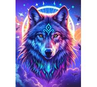 Wolf with Cosmic Eyes Under The Moon Puzzle 1000 Pezzi Difficoltà Estrema Cartone Spesso Tema Monocromatico Wildlife Plant Per Appassionati Di Puzzle Antistrappo Non Sbiadisce Top Vendita 1000 PCS