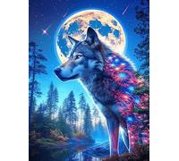 Wolf with Cosmic Eyes Under The Moon Rompicapo 300 Pezzi Per Adulti Scenery Science Fiction in Cartone Spesso Colori Vividi Anti Riflesso Rilassante Per Serate in Casa Edizione Esclusiva Da Passatemp