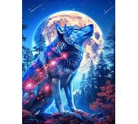 Wolf with Cosmic Eyes Under The Stars Puzzle 1000 Pezzi Rompicapo Intelligente Educativo Wildlife Plant Sfida Logica Per Adulti Idea Regalo Festa Aziendale Per Dipendenti 1000 PCS