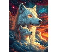 Wolf with Cub Under The Northern Lights Puzzle 1000 Pezzi Sfida Rompicapo Difficile Wildlife Plant Rompicapo Per Esperti Stimolo Intellettuale Esercizio Mentale Regalo Per 1000 PCS