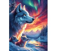 Wolf with Cubs Under The Northern Lights Rompicapo 1000 Pezzi Per Decorazione Ufficio Scenery Science Fiction Cartone Rigido Anti Riflesso Tema Arte Moderna Per Studio Con Poster Incluso Top Vendita 1