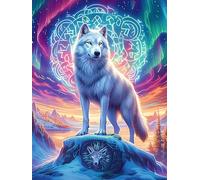 Wolf with Magical Symbols Under The Stars Puzzle 500 Pezzi Rompicapo Rilassante Premium Wildlife Plant Antistress Naturale Attività Per Il Benessere Regalo Per Chi Lavora Molto 500 PCS