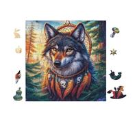 Wolf with Native American in Flower Forest Puzzle 100 Pezzi Per Regalo Di Pasqua Cartone Spesso Per Bambini Attività Educativa Per Tutta La Famiglia Con Confezione Regalo Qualità Garantita 28x28cm
