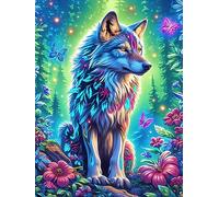 Wolf with Rainbow Fur in A Flower Garden Puzzle 1000 Pezzi Sfida Rompicapo Impossibile Wildlife Plant Rompicapo Estremamente Difficile Per Veri Esperti Regalo Per Chi Ama Le Sfide 1000 PCS