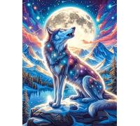 Wolf with Rainbow Fur Under The Full Moon Puzzle 1000 Pezzi Sfida Rompicapo Impossibile Wildlife Plant Rompicapo Estremamente Difficile Per Veri Esperti Regalo Per Chi Ama Le Sfide 1000 PCS