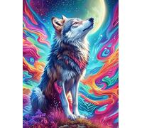 Wolf with Rainbow Fur Under The Stars Rompicapo 500 Pezzi Michelangelo Per Adulti Wildlife Plant Cartone Spesso Cappella Sistina Per Collezione Artistica Edizione Esclusiva Con Colla Inclusa 500 PCS