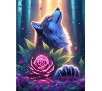 Wolf with Roses Under The Moon Puzzle 1000 Pezzi Collezione Multicolore Paesaggi Wildlife Pet Classici Rompicapo Per Amanti Del Puzzle Adulti Regalo Festa Aziendale 1000 PCS