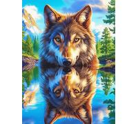 Wolf with Two Faces in A Forest Rompicapo 500 Pezzi Difficili Per Adulti Fairy Tale Scenery Cartoon Cartone Riciclato Tema Paesaggi Dettagliati Per Weekend Impegnativi Con Colla Inclusa Qualità Premi