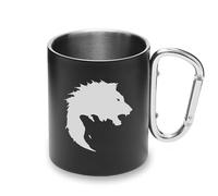 Wolf Yin e Yang cinese Giappone Balance of Life tazza in metallo moschettone manico, tazza da campeggio