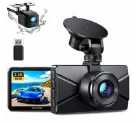 WOLFANG 2.5K Doppia Dash Cam Auto, Dash Camera IPS 3" con Grandangolo, 1440P+108