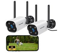 WOLFANG 2K Telecamera Wi-Fi Esterno, Videocamera Sorveglianza con Rilevamento AI