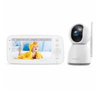 WOLFANG Baby Monitor Video e Audio, 5 pollici 720P Schermo, 360° 1080P Telecamera con Visione Notturna e Zoom, Conversazione Bidirezionale, Temperatura, Rilevamento del Pianto, Portata di 1000 Piedi