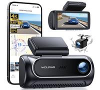 WOLFANG Dash Cam 4K+4K Anteriore e Posteriore, Wi-Fi 6 a 5,8 GHz, Sensore STARVIS 2 con Visione Notturna, Schermo 3,69”, GPS, WDR, 170°, Modalità Parcheggio 24H, fino a 512 GB
