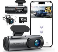 WOLFANG Dash Cam Auto 4K, Doppia WiFi Dashcam per Auto con Scheda SD 32G, Telecamera Auto 170° Grandangolo, Visione Notturna,G-Sensor, WDR, Monitor di Parcheggio, Registrazione in Loop