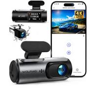 WOLFANG Dash Cam Auto 4K, Doppia WiFi Dashcam per Auto, Telecamera Auto 170° Grandangolo, Visione Notturna,G-Sensor, WDR, Monitor di Parcheggio, Registrazione in Loop