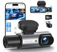 WOLFANG Dash Cam Auto 4K, Telecamera WiFi Tripla Anteriore e Posteriore, Schermo da 3.19", Super Dashcam con Visione Notturna, Monitor di Parcheggio, Sensore G, 170° Grandangolo, WDR, Scheda SD 32G