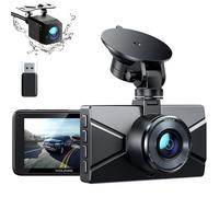 WOLFANG Dashcam anteriore e posteriore 2,5 K, 1440 P Dashcam per auto con display LCD da 3 pollici, Super visione notturna, registrazione in loop, sensore G, 170 grandangolari WDR, protezione