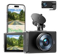 WOLFANG Doppia Dashcam, Dash Cam Auto 4K Full HD WiFi Telecamera con Pantalla Táctil IPS da 3", 24H Monitor di Parcheggio, Visione Notturna,WDR, G-Sensor,Registrazione in Loop, Max 256G
