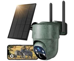 WOLFANG Fotocamera da Caccia 4G con SIM, 2.5K Telecamera Esterna con Pannello Solare e APP, 360° PTZ Fototrappola Infrarossi Invisibili, Visione Notturna a Colori, Rilevamento PIR, Impermeabile IP66
