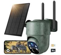 WOLFANG Fototrappola 2K Fotocamera 4G LTE con pannello solare, preinstallazione SIM e scheda SD, Telecamera esterna con pannello solare e APP, Fototrappola PTZ a 360°, Infrarossi Invisibili, Visione