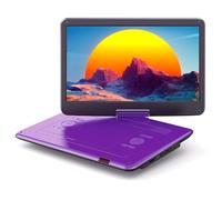 WOLFANG Lettore DVD portatile da 17,5" con display HD da 15,6", batteria da 5000 mAh, nessuna restrizione regionale, doppi altoparlanti stereo, supporto USB/SD/Sync-TV/proiettore, viola