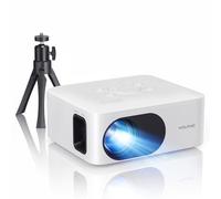 WOLFANG Mini Proiettore con Treppiede, Proiettore Portatile 1080P Full HD Supporto, Videoproiettore per Home, ±15° Keystone, 25% Zoom, Compatibile con iOS/Android/Tablet/HDMI/TV Stick/USB/TF