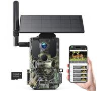 WOLFANG Telecamera cellulare 4G LTE, ad energia solare, batteria da 7800 mAh, fotocamera cellulare da 2,5 K con controllo APP SIM integrata, visione notturna senza bagliore, 0,2 s, attivata dal