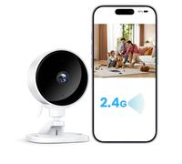 WOLFANG Telecamera di sorveglianza 1080P per interni, rilevamento del movimento umano AI, telecamera di sicurezza domestica, audio bidirezionale, visione notturna, vista dal vivo, TF e WiFi 2.4G